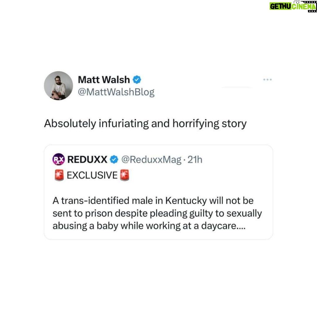 Matt Walsh Instagram - @reduxx.mag continues to do some of the most important journalism in the world today. Very thankful that they’re reporting on these stories.