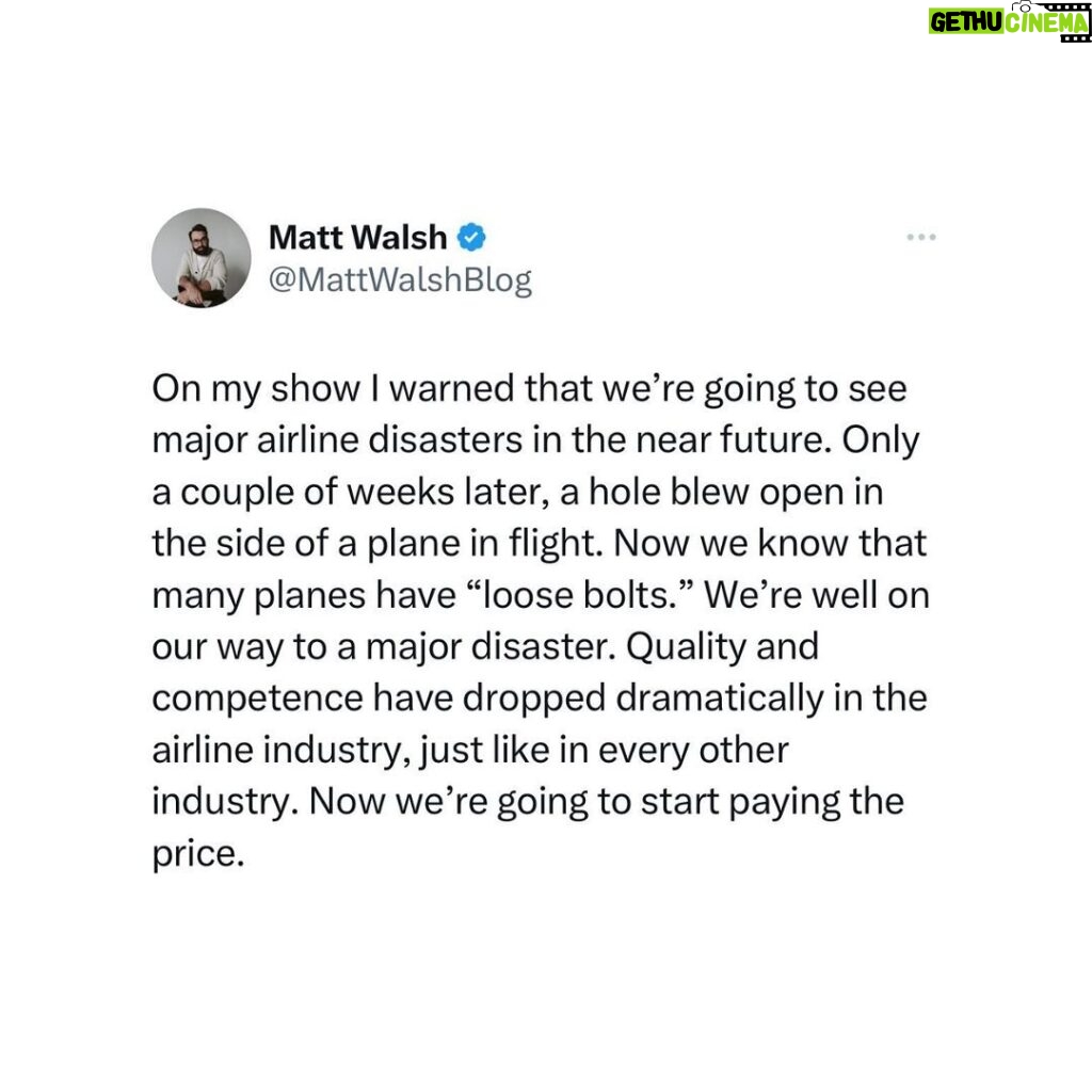 Matt Walsh Instagram - Once you start emphasizing anything other than merit, skill, and competence in the hiring process, bad things will follow.