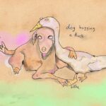 Matthew Gray Gubler Instagram - dog hugging a duck