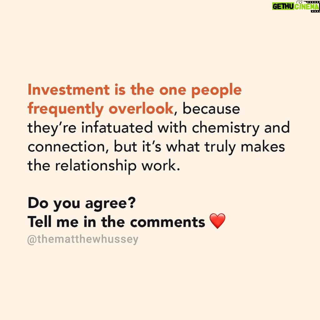 Matthew Hussey Instagram - Making sure we have all of these before getting deeply emotionally invested with someone is so important. When we like someone it’s common to only focus on one of these things, and to make that the reason we should be with someone, i.e. “we have a unique connection” or “I am so attracted to this person”. But this reasoning becomes excuse for allowing someone to treat us poorly or not give us what we really want because we are too afraid of losing them. It’s imperative we zoom out and make sure the foundations of a relationship are really there, to ensure we aren’t lost in infatuation, and that we’re not simply in love with the idea of the relationship. Getting real investment, and ultimately, real commitment from someone can feel so elusive when dating, but it is possible. I have an event coming up on Tuesday, January 23rd which is all about commitment and how to get it. 10k+ have already signed up. You can join them and secure your place on the event for FREE by heading over to LoveLifeTraining.com.