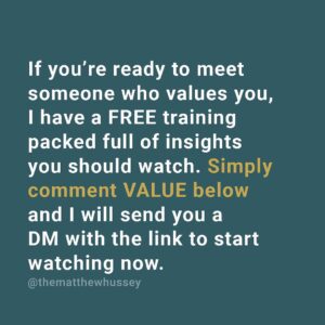 Matthew Hussey Instagram - There is no avoiding the reality that dating is time-consuming and can lead to burnout. 

But making small tweaks to the way we date can have huge ripple effects that safeguard our time and energy.

And if you’re ready to find real results in dating and meet someone who sees your value, comment VALUE below and I will DM you the link to my FREE “Dating With Results” training that will help you find your person.