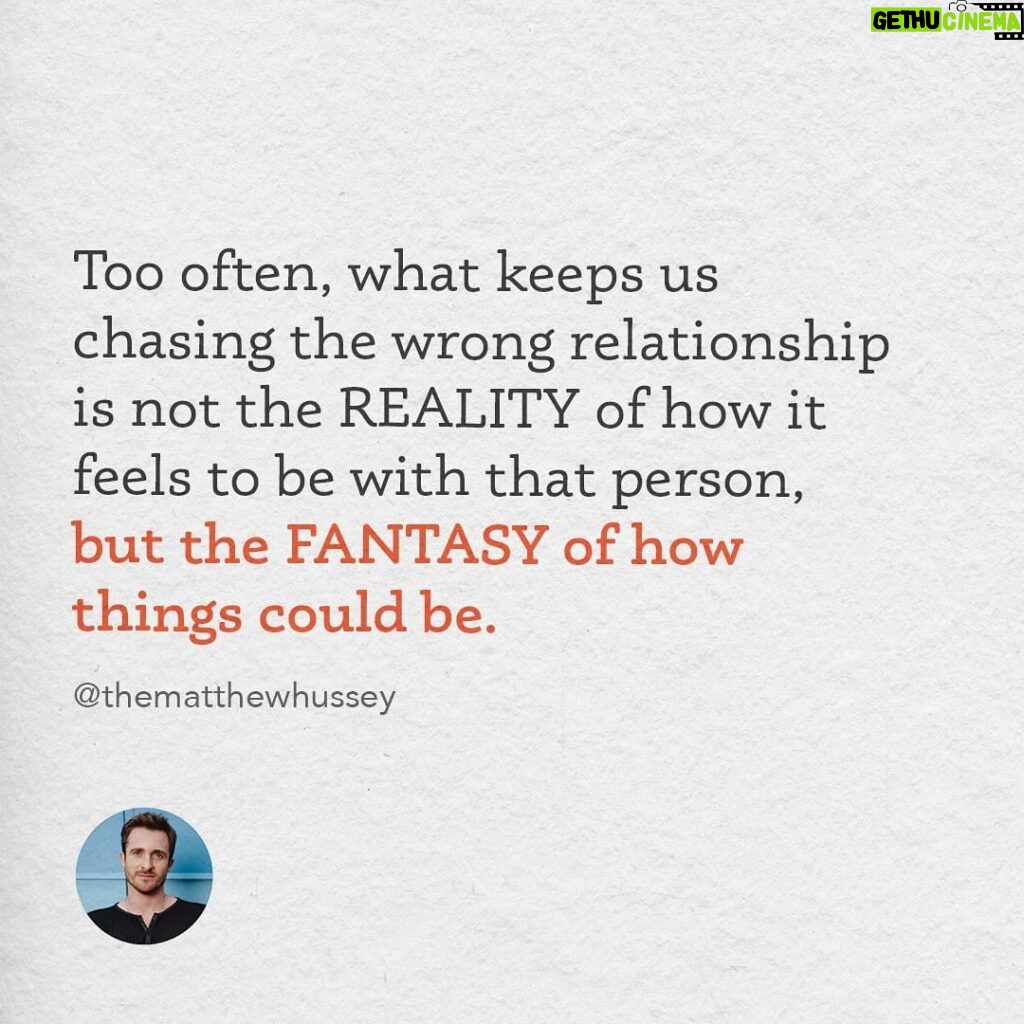 Matthew Hussey Instagram - Relationships can’t be built on hope. Hope that a person will be more loyal, more committed, or more capable of a healthy relationship some day in the future. We always have to ask ourselves, “Would this person be able to fulfill my needs if they stayed exactly as they are today?”. Our relationships define an enormous amount of our happiness, so it pays to know what we are choosing BEFORE we commit to giving someone a place of priority in our lives.