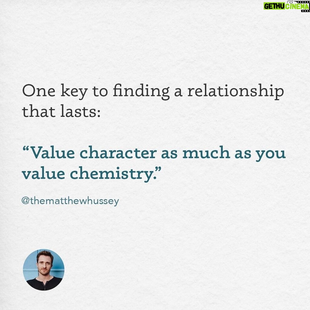Matthew Hussey Instagram - Chemistry is seductive. It’s what makes us want to be around someone: their touch, the way they make us laugh, their attractive charisma, the way we feel relaxed in each other’s company.   But character is equally important. Character will define someone’s capacity for kindness, their loyalty, their values, and how willing they are to keep growing with us and stand by us in difficult times.   When we value character and chemistry equally, we are so much better equipped to confidently choose the right person who will make us happy long-term, instead of chasing short-term excitement at the cost of our long-term peace. 🚨If you haven’t already, don’t forget to sign up to my free event taking place TODAY at 11am PT / 2pm ET / 7pm UK all about commitment and how to get it. I am so excited to share what I’ve been working on with you 🙌 I’m really proud of this one! 🚨 To sign up go to LoveLifeTraininng.com or comment below with the word COMMIT and I’ll send you the info directly. See you in a few hours!