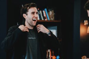 Matthew Lewis Instagram - I had the pleasure of hanging out with my good pal @ste_ward this week. Stevie’s @mantality has released a clothing line whilst staying true to its roots by donating 25% of profits to getting mental health support for young people who need it. I dropped in to his house for TWO LONG HOURS to record a podcast chatting about our mental health and how as young(ish) professionals in our chosen fields we cope with the stressors life brings. And then we talked a load of bollocks for the other 119 minutes. It’ll be online soon.
