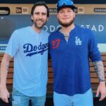 Matthew Lewis Instagram - Just my luck the @dodgers would pull off a comeback like tonight the day AFTER I go to the game. Still, this is me pointing at @cody_bellinger’s helmet because I’m cool and also me very happy to be next to tonight’s game winner @dugie11. Thanks for having me!