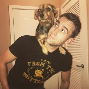 Matthew Lewis Instagram - Nellie would like to know why you haven't got my limited edition t-shirt yet. A portion of proceeds from every shirt sold will be donated to children's charities. Just over a week left to buy. Get yours @represent. Link in my bio.
