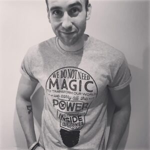 Matthew Lewis Instagram - "We do not need MAGIC to transform our world - we carry all the POWER we need inside ourselves already." Very pleased to be supporting the Lumos 'Be The Light' campaign. @wearelumos are helping to support vulnerable children and families around the world. T-shirts are available to buy until 3 October 2016. Get yours here... https://m.facebook.com/lumos.at.work/