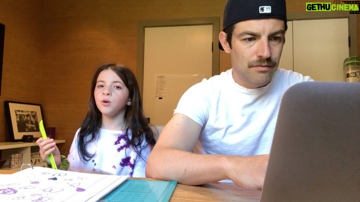Max Greenfield Instagram - A few moments from today’s work. It’s going great!! 🙌#homeschool