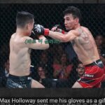 Max Holloway Instagram - I watched @koreanzombiemma YouTube video a few week ago about how he got his retirement gloves stolen out his hand after the fight. I was just blown away. It being his retirement gloves, I know it meant a lot. That’s why I offered him my gloves. Never did I expect that he and the people of Korea would be so generous towards the Hawaiian people on the island of Maui. Thank you @koreanzombiemma @moresojuplease and all of the Korean fans that are supporting and helping those that were affected by the maui fires, by donating to the @mauifoodbank . I am seeing all the tags and donations, it just blows me away. Thank you guys again, stay blessed fam. 🤙🏻