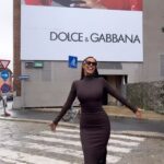 Maya Jama Instagram – Dolce show was beautiful 🖤 Milan, Italy