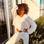 Mel B Instagram - They call it windswept……not me🙄I call it trying to style it out on top of a roof top with a gale force wind comming right at ya😝nailed it ✌🏾NOT 😩hahaha well it was worth the try right😜#curls #natural #scary #oldschool #haircare #backtomyself #finally Yippeee