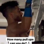Mena Massoud Instagram - How many pull ups can you do ? @menamassoud @hayabusacombat #workout #pullups #disney #aladdin #pullups #menamassoud