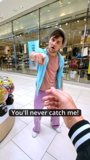 Merrick Hanna Instagram - ChaseScene4.exe - still can't seem to catch clocks! Just how!? 🤯

Video game in real life at a mall part 1! Hmmm sounds like Merrick has a quest for us and we'd better check it out 🤔

Featuring NPCs @clocks_tickin @merrickhanna and myself and Player 1 played by @poppinjohnsbk !!!! 🤖

#npc #npcirl #irlnpc #animationdance #gaminghumor #npcglitch #clipping #noclip #glitch #skyrim #animation #glitchirl #wallclip #wallglitch #tpose #npcdialogue #newquest #quest