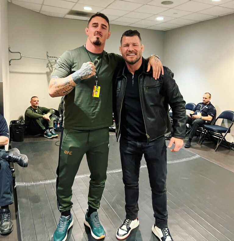 Michael Bisping Instagram - I just popped into @tomaspinallofficial locker room and as always he was cool, calm and collected. Moments like this tonight are career defining and life changing. I’d be lying if I said I wasn’t a little nervous for him but as fighters it’s always like that when someone other than yourself is competing. He asked me if I had any last minute advice. I went into some game plan stuff which I won’t go into detail about here but I finished by telling him to just be himself. From what we’ve seen so far that will be more than enough.