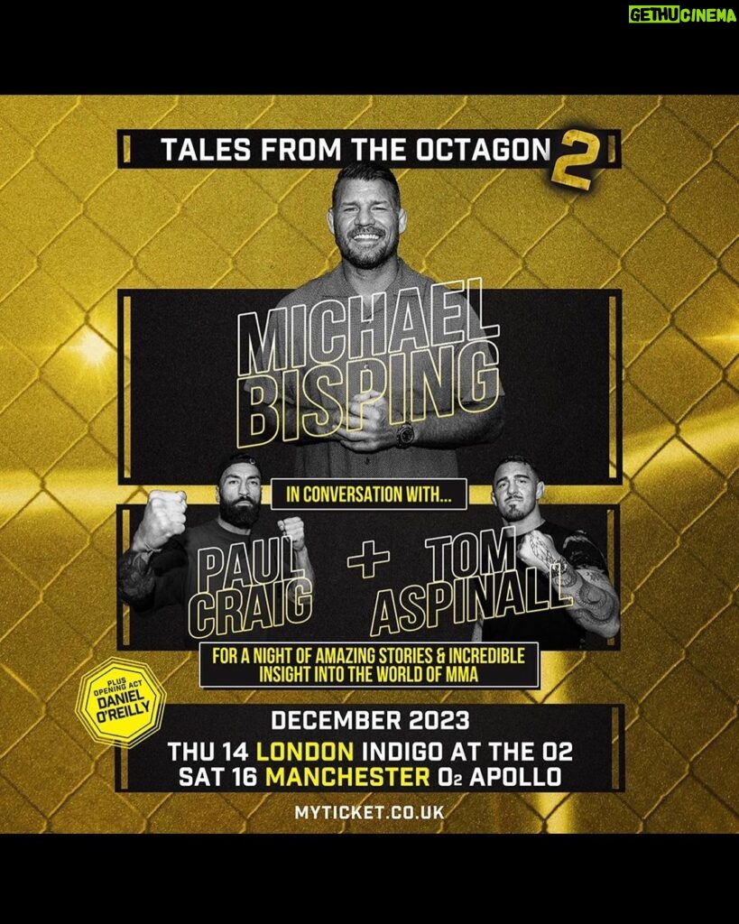 Michael Bisping Instagram - Can’t wait to return to London and Manchester with Tales From The Octagon 2,this time joined by my mates @tomaspinallofficial and @paulcraig for a great night of mma insider stories and banter. Tickets available at myticket.co.uk or search tales from the octagon. See you there. Oh and also the hilarious @dappersinstagram will be opening for us to start us off with a bang!