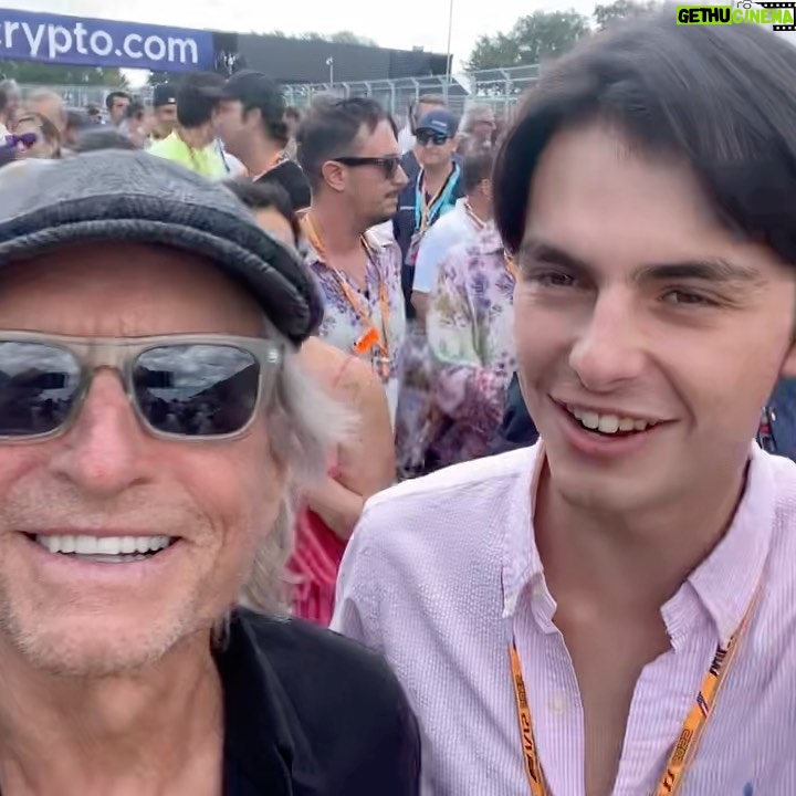 Michael Douglas Instagram - Miami baby! Thank you @f1mia for a fun weekend with @dylan__douglas! It was great meeting and presenting the Pirelli Pole Position Award to @charles_leclerc! #F1 #MiamiGP F1 Miami Grand Prix