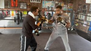 Michael Jai White Instagram - TODAYS WORKOUT- I had just finished 2 hours of strength training when I got invited to train with the great Xavier “Bad Pads” Biggs at @decaturboxingclub and I couldn’t say no! Though I was spent, I pushed through and later got to test my speed with the legendary trainer- Always test with the best! Thank you Coach Biggs, I learned a lot and can’t wait to come back, especially when I’m fresh and @ernestthecatmiller isn’t talking crap outside the ring! Lol. #training #boxing #mma