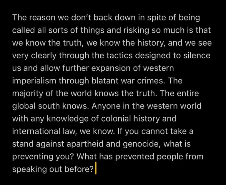 Michael Malarkey Instagram - Here are some thoughts. Human to human. My heart goes out to everyone going through it right now. I see you. I feel you. We are all victims of systems of oppression and control conditioned heavily by relentless media manipulation that pits us against each other. The reason we don’t back down in spite of being called all sorts of things and risking so much is that we know the truth, we know the history, and we see very clearly through the tactics designed to silence us and allow further expansion of western imperialism through blatant war crimes. The majority of the world knows the truth. The entire global south knows. Anyone in the western world with any knowledge of colonial history and international law, we know. If you cannot take a stand against apartheid and genocide, what is preventing you? What has prevented people from speaking out before? I am only one voice, but here is my take on what I think needs to happen in order to have a chance at the ‘peace’ we all so desire. It feels almost futile to say these things at a time like this, but here goes… The international community must call for an immediate cease fire to prevent any further loss of civilian life. We need fair UN sponsored negotiations prioritising healing & reconstruction. We need multilevel diplomatic initiatives. There must be an OBJECTIVE assessment of war crimes, damages and warranted reparations as well as an inquiry into the root problems of all this with a formulation of alternative paths to secure short term and long term peace and JUSTICE for all parties. All parties must abide by and be judged by international law. If we can’t do these things, it will only be more death, more suffering, more resistance, more displacement and it will ravage our environment in the process along with the people in it. “Those who make peaceful revolution impossible will make violent revolution inevitable” - yer man JFK ✊🏾✊🏿✊🏽 #freepalestine