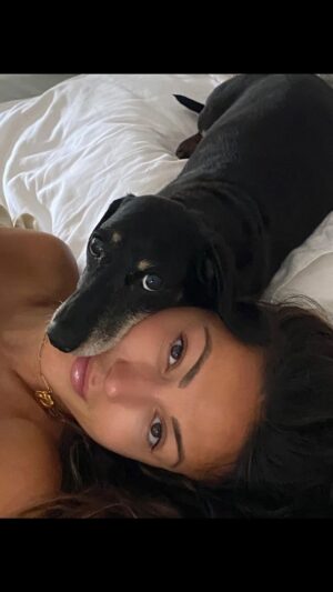 Michelle Keegan Instagram - It’s my baby’s 15th birthday today. 🎉 
They say dogs imprint on one person where they form a strong loving attachment, someone they trust & seek comfort in & how lucky was I that you chose me? … From the moment I brought you home when I was 21 years old we’ve been inseparable, you’re my best friend, my confidant & my home. We’ve been through alot together girl & I couldn’t of asked for a better sidekick. Happy birthday Phoebe 🩷🩷🩷 
(I know you can’t read any of this but I’ll let you eat whatever you want for the next week as it’s a special birthday)