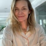Michelle Pfeiffer Instagram - Just realized these gorgeous, comfy @schostaloriginals pajamas have my monogram on them.  Love! Thanks again, @gucciwestman!! 💙