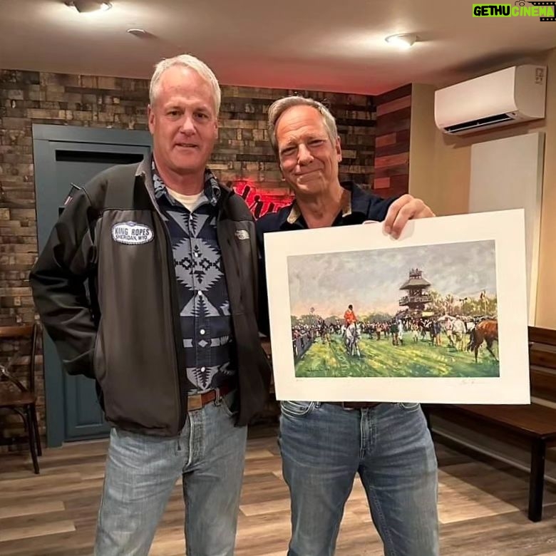 Mike Rowe Instagram - Big thanks to @drug_city_liquors in Dundalk for hosting a Meet and Greet. And an even bigger thanks to the 200 whiskey aficionados who grabbed a photo with yours truly, along with a signed bottle of Knobel Tennessee Whiskey. I was humbled, as always, by your presence, as well as your presents. Consider this cross-stitch from Amanda. Seriously, zoom and look closely at her handiwork. Amanda, aside from being a talented cross-stitcher, is a chemist, and a waitress. She told me that cross-stitching was cool again, and very relaxing. Maybe I’ll try it one day? But probably not, as I am not that cool. Amy Cleaver wanted me to know we might be related. She brought a photo that featured a man she claimed was her Uncle Joe Hergenrather, who also happened to be my second cousin of mine, God rest his soul. Not that I doubted her, but after stopping by my parent’s place and consulting the extensive genealogical tome comprised by my Aunt Betty, it appears Amy was telling the truth. We are in fact related. Proving once again, you never know who you’re going to run into at a whiskey bottle signing. Get a load of Gabe Brooks. Gabe is a former undercover cop in Baltimore who now works for the Bureau of Alcohol, Tobacco, and Firearms. I know this because he gave me an ATF Challenge Coin, and promised to make sure Knobel was properly registered. (It is.) And then there was Bill Pearce. He then presented me with a terrific print from a local artist named Sam Robinson, who captured "The Manor Race," one of the steeplechase races held every year in Monkton, which Bill’s family started 112 years ago. Bill knew my dad was having a birthday tomorrow, and that my mother was crazy for horses. So, he wanted them to have it, and asked me to give it to them with his regards. I did, and they were delighted. A lovely gift, on this, the 63rd anniversary of their nuptials. So many other nice people, with so many stories to tell. Thanks for coming out, very much. If you couldn’t make it, you can order a bottle online, a portion benefits the @mikeroweWORKS. Link in bio. Cheers! Dundalk, Maryland