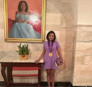 Mindy Kaling Instagram - A little while ago, I got a call from Dr. Maria Rosario Jackson that the National Endowment of the Arts and the office of the President wanted to give me the National Medal of Arts for my work in television and as an author. I’m still processing how to receive the news. Yesterday, I went with my family to receive the medal at the White House. To hear the President speak about my parents, their journey to the United States, my late mother’s dreams for me, and the power of comedy to make people understand each other was almost too much to take in. It didn’t feel real! I mean, I was sitting next to GLADYS KNIGHT. I guess I just want to express my heartfelt gratitude to @potus, @neaarts and @kamalaharris. And to say I promise to spend the rest of my life earning this medal because I don’t feel like I’ve earned it yet. I wish my mom could have been there, but what are you gonna do. Nothing is perfect, but yesterday was pretty close. I love everyone. Thanks @katelinden, Vinay Reddy and @picsschmicks for helping it all happen. ❤️