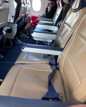 Misha Collins Instagram - You know how on @SouthwestAir Airlines, there's no business class and no seat assignments, but you pay extra to get on first and pick the best seat? I was the 43rd person on the flight and this seat was empty. The ONLY leg-room seat… with no one next to it! 

Who ARE these people?!