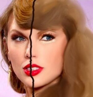 Misha Collins Instagram - My 11-year old daughter, Maison, digitally touched up @taylorswift on her iPad. Then she said, “I CAN FIX HIM (NO, REALLY I CAN)” and fixed my face, too. CALL IT WHAT YOU WANT, but I think this TIMELESS artistic STYLE makes BOTH OF US shine. (Honestly, me touched up looks almost identical to the original photo, but I don't have the heart to tell her.)