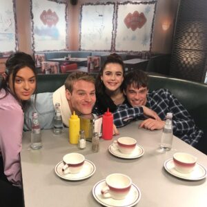 Mitchell Hope Instagram - SQUAD @kiernanshipka @netflix @matthew_noszka @odeyarush #letitsnow #waffletowndayz