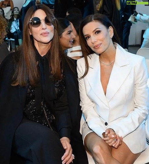 Monica Bellucci Instagram - ❤At the show of Elie Saab with the beautiful @evalongoria Dressed by @eliesaabworld Jewelry @cartier Hair @johnnollet Mua @letiziacarnevale #monicabellucci#evalongoria#fashionshow#eliesaab#ss23#paris#palaisdetokyo#ring#cartier#karinmodels