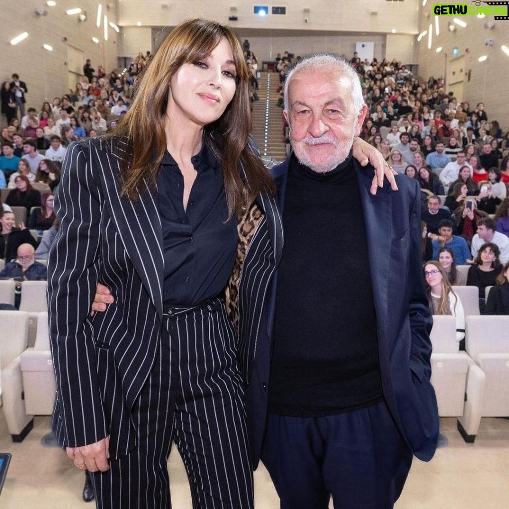 Monica Bellucci Instagram - ❤ Very honored to have been invited to the prestigious IULM University to preside a master class in the presence of the rector of the University Gianni Canova. Thank you so much to Professor Canova and all the students and their wonderful energy! @iulm_university @gianni_canova @ep.suite19pr #monicabellucci#masterclass#iulmuniversity
