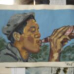 Morgan Freeman Instagram - @viyolons’ (IG) "Red" gouache painting - This is amazing work. "We sat and drank with the sun on our shoulders and felt like free men." #rp