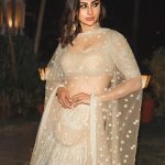 Mouni Roy Instagram - For my Sona s sangeet night ✨ • • • • Wearing - @falgunishanepeacockindia Jewellery- @sanzanyjewels Styled by- @rishika_devnani Assisted by- @stylebyvanshika Shot by- @elismitt_photography Hair by- @kimberlee9fernandes