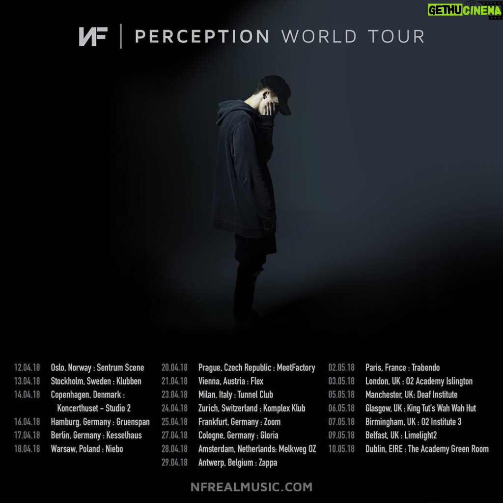 NF Instagram - Europe! Pre-sale tickets for my Perception World tour are now available! Sign up for exclusive access to tickets at nfrealmusic.com