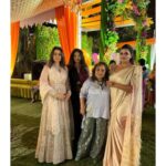 Namrata Shirodkar Instagram - Mehendi night!! ✨ Good times with friends and family! Wishing this beautiful couple a lifetime of happiness and togetherness. ❤️ #HavyaVahini #NishantPaturi Jewellery: @pmj_jewels Outfit: @falgunishanepeacock