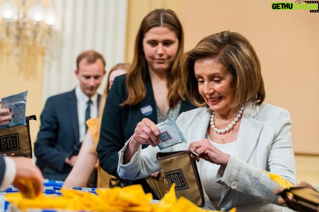 Nancy Pelosi Instagram - It was my privilege to join the USO in assembling care packages for servicemembers around the world to thank them for defending our freedoms. We salute USO for strengthening servicemembers connection to their families and loved ones back home, no matter where they serve.