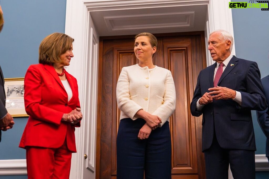 Nancy Pelosi Instagram - America and Denmark have stood with Ukraine in the fight for Democracy and we must continue to work together to advance security around the world. It was a privilege today to join Prime Minister of Denmark Mette Frederiksen and Rep. Steny Hoyer to speak about the US-Denmark partnership.
