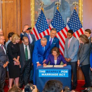 Nancy Pelosi Instagram - It brings me great personal pride that the Respect for Marriage Act is one of the final bills to bear my signature as Speaker. 
 
This legislation – which now heads to President Biden's desk – expresses a value that our nation holds dear: liberty, equality and dignity for all.