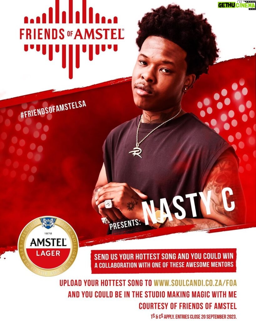 Nasty C Instagram - YO!!! Amstel is giving you a chance to make a hit song with BIG IVYSON Submit your song for consideration at www.soulcandi.co.za/foa & stand a chance to win No under 18's can enter or submit Entries close on the 20th of September. T's & C's apply