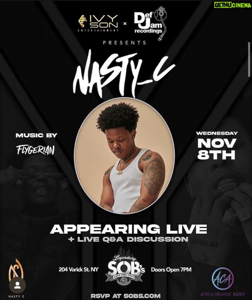 Nasty C Instagram - FREE SHOW IN NEW YORK!!!! PULL UP ON ME @SOBSNYC