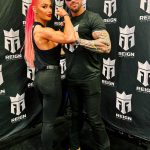 Natalie Eva Marie Instagram – Making it #Reign with my partner in crime @jonathan_coyle @arnoldsports @reignbodyfuel 🔋 🥳🦾
–
So we had to do a little flexin on em carousel 📸🤪🦾