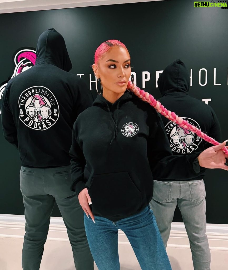 Natalie Eva Marie Instagram - 🥳THE @thehopeaholics MERCH HAS DROPPED 🔥 Buy now for $50! Dm @thehopeaholics IG your quantity and size and we’ll ship them off to you. - 🥳Grab one while supplies last! 🙌🏻 #TheHopeaholics #Hope #merch #merchdrop #NEMRecovery #soberpodcast #recoverypodcast #whilesupplieslast #hoodie #podcast