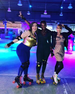 Nathalie Boltt Instagram - The boots worked! And we all blew off a little steam. Next week: spins, leaps and the splits. 🛼 #rollerskating #purplerainparty☔️☔️ @rollaskateclub