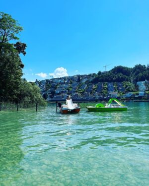 Nathalie Boltt Instagram - Zurich lake. Paddle boats with slides #swissingenuity