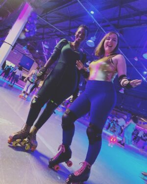 Nathalie Boltt Instagram - The boots worked! And we all blew off a little steam. Next week: spins, leaps and the splits. 🛼 #rollerskating #purplerainparty☔️☔️ @rollaskateclub