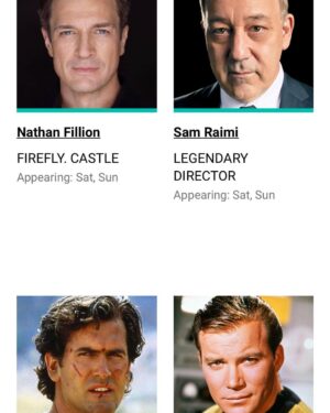 Nathan Fillion Instagram - I was just about to announce I’ll be in Portland for Fan Expo on the 18th and 19th, when I saw the guest page and it hit me: I’m living my dream. Look at these incredible talents I’m sharing digital space with. I’m beside myself. And Mr. Raimi.