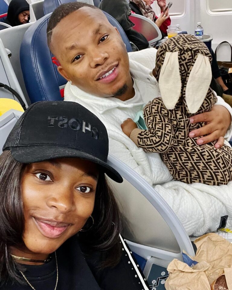 Naturi Naughton Instagram - When you FLY together, you stay FLY forever❤️😜 ✈️ #family #blessed #BabyTru Damn Husband, you just wake up like this!🤤 Thx @watchj & @ryalelarue for the cute #Fendi baby swag!