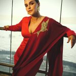 Neha Dhupia Instagram - Time for some #shosha ♥️ . . . . . . . . . . @cnnnews18 🎤 @houseofmasaba @amrapalijewels @yountentsomo @sonicsmakeup @kapilcharaniya