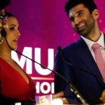 Neha Dhupia Instagram - The weekend that was …. #hostmode … #news18shoshareelawards ... To everyone who saw us … thank you for listening 😜🎤🎤😍 with my dost n host @aparshakti_khurana @cnnnews18
