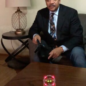 Neil deGrasse Tyson Instagram - Mind over Matter

Known as Beta Waves, when focused on a task, the frontal lobe of my (and your) Brain fire billions of neurons that can be measured electromagnetically at the surface of my forehead. The device converts and delivers the signal to a Bluetooth-activated switch, triggered to turn on when the "focus meter" hits 90 out of 99.  Invented by Trent Johnson, an AV tech I met in Asheville, North Carolina after a public talk I delivered there. [Video: 30 sec]
